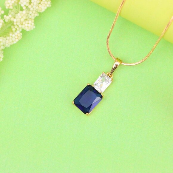 "Royal Blue Pendant with Gold-Plated Finish – Elegant Sparkle Charm, XPPT1807 - Picture 13 of 13